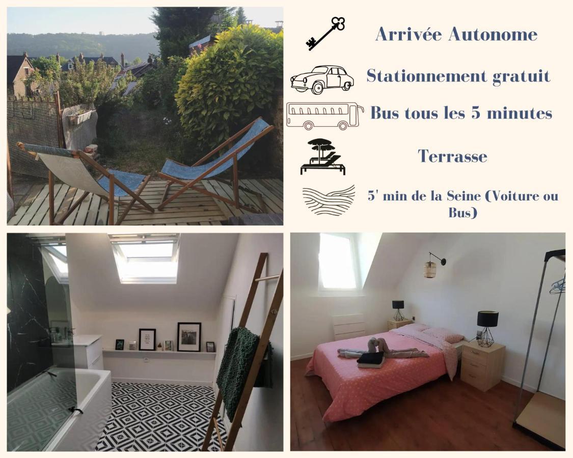 Le Nid Normand Avec Terrasse - Stationnement Facile Et Gratuit - 5 Min Seine Apartment Deville-les-Rouen ภายนอก รูปภาพ